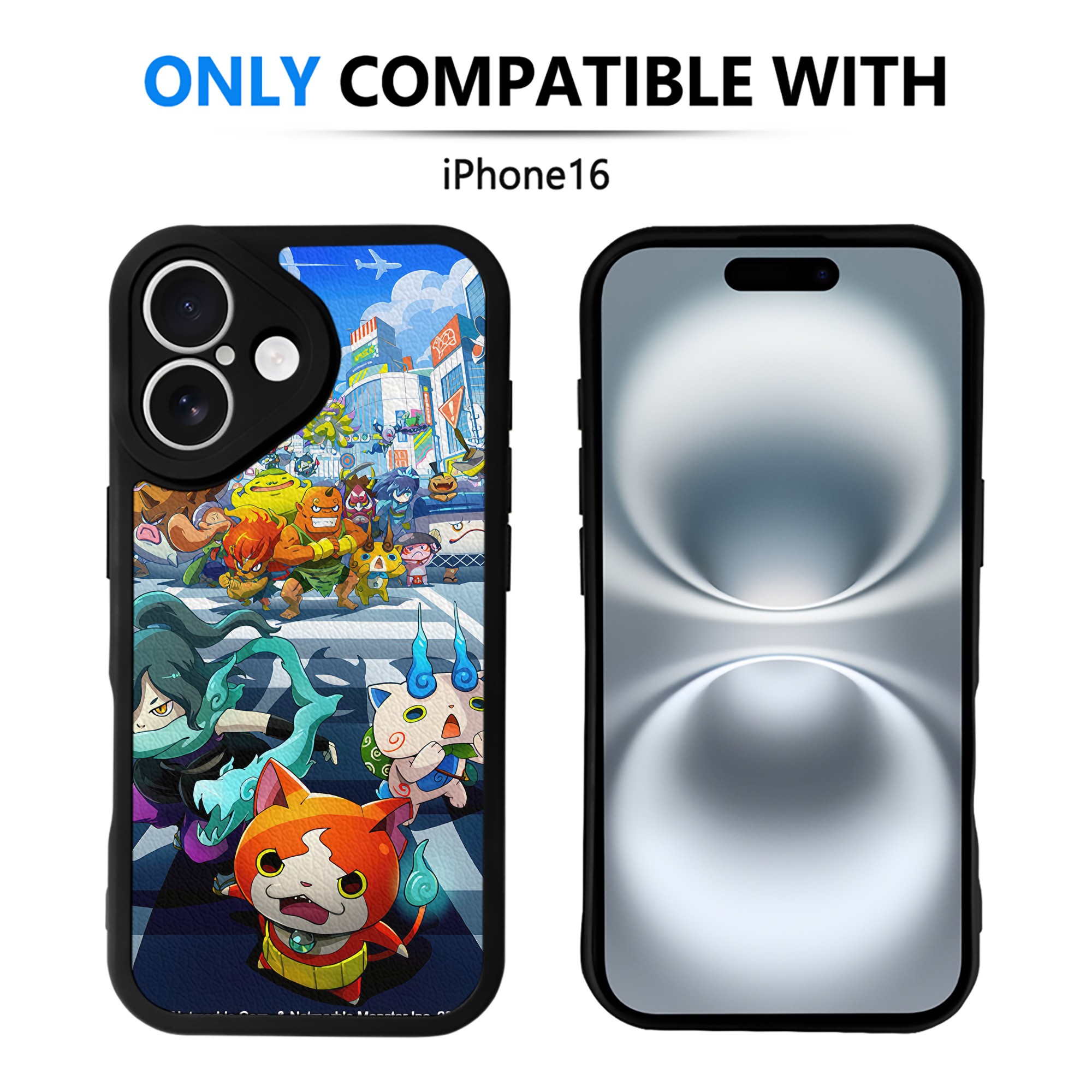 （画像用） 妖怪ウォッチ Yo-kai Watch 【iPhone 16シリーズ対応】シリコンスマホケース（レザー調） 材質：シリコン